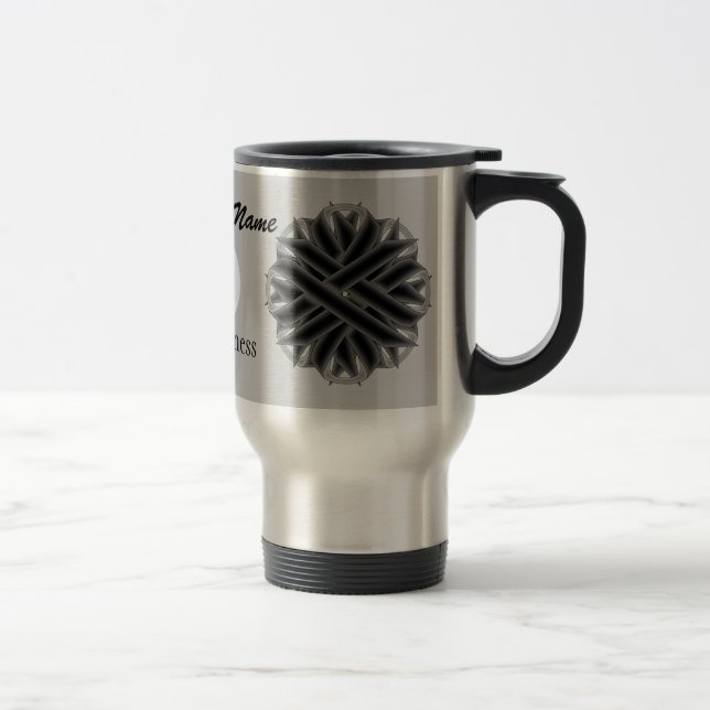 Black Flower Ribbon Tmpl by Kenneth Yoncich Travel Mug (Right)