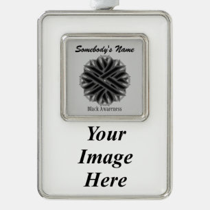 Black Flower Ribbon Tmpl (V-I) by Kenneth Yoncich Ornament