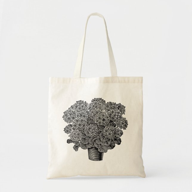 black flower tote bag. bag (Front)