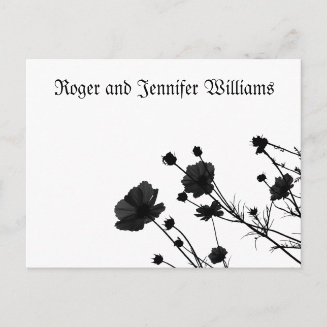 Black Flowered Bloom-Thank You Postcard (Front)