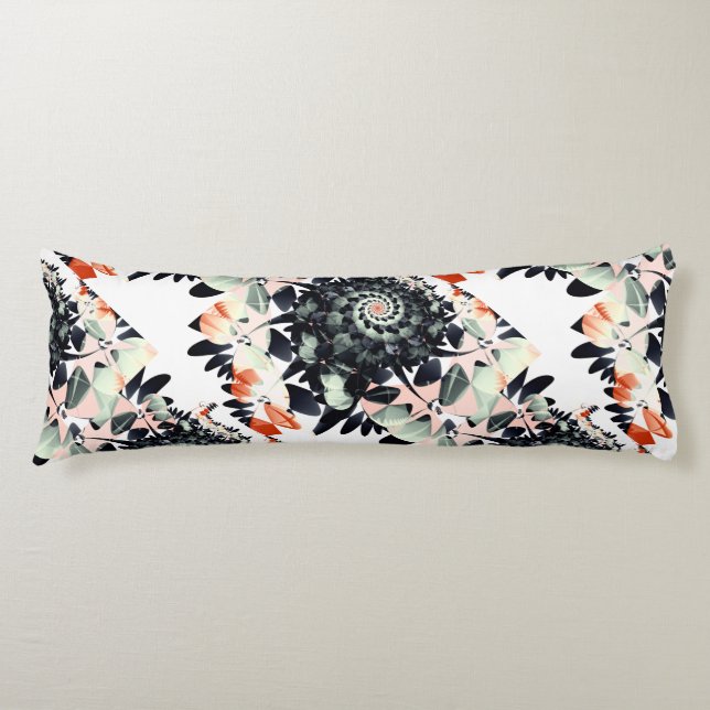 Black Flowers Abstract Body Pillow (Front)