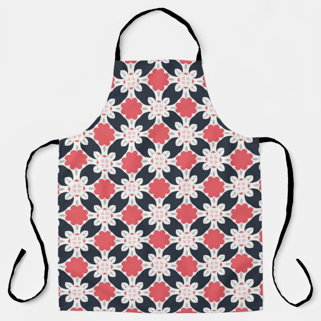 Black Flowers and Pink Flower Pattern  Apron (Front)