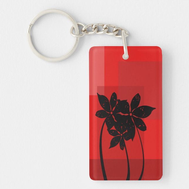 Black flowers keychain (Front)