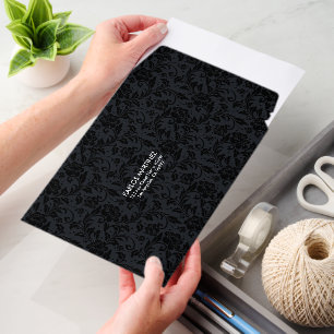 Black Flowers Pattern Envelope Mailers