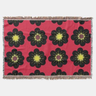 Black Flowers Red Background Scandinavian Flowers 