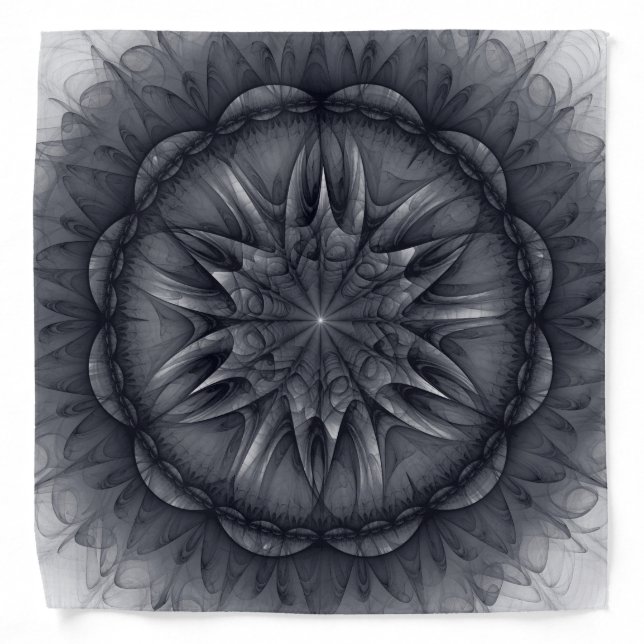 Black flowery spiritual pattern bandana (Front)
