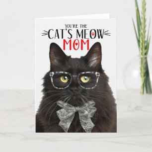 Black Fluffy Cat for Pet Mom on Mother's Day Holiday Card