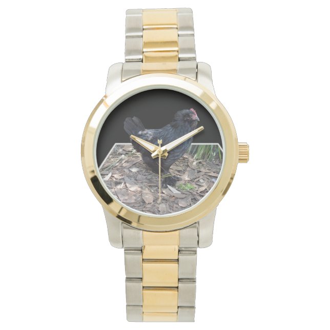 Black Fluffy Chicken Dimensional Art, Watch (Front)