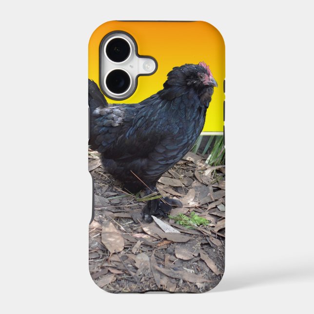 Black Fluffy Rooster Dimensional Art, Iphone Case (Back)