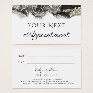 black fluid marbling design Appointment Card