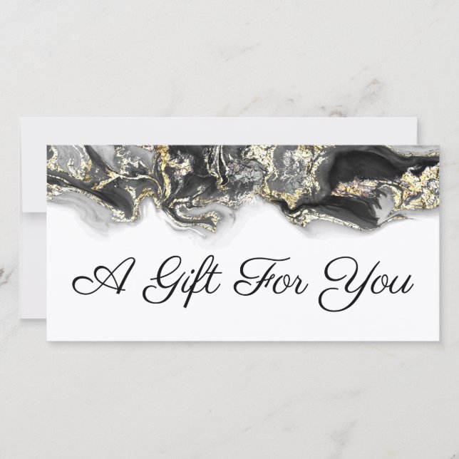 black fluid marbling design gift certificate (Front)