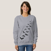 Black Flying Bat Silhouettes Simple Halloween Sweatshirt (Front Full)