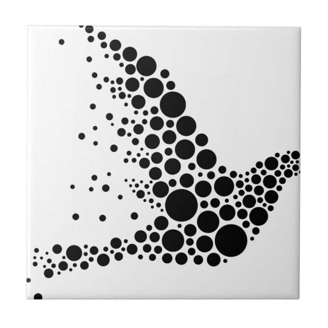 Black Flying Bird Ceramic Tile (Front)