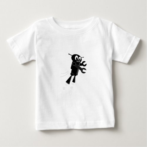 Black Flying Robot Baby T_Shirt