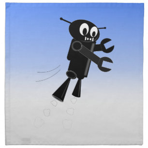 Black Flying Robot Blue Sky Background Cloth Napkin