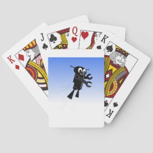 Black Flying Robot Blue Sky Background Poker Cards