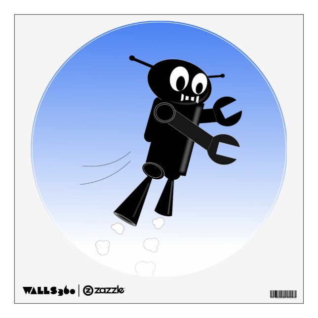 Black Flying Robot Blue Sky Background Wall Sticker (Front)