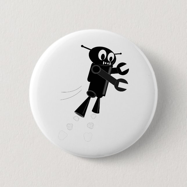 Black Flying Robot Button (Front)