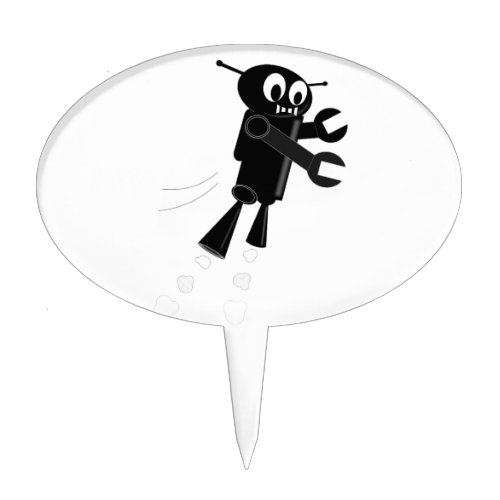 Black Flying Robot Cake Topper