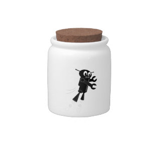 Black Flying Robot Candy Jar