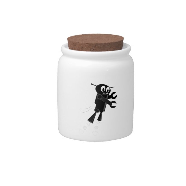 Black Flying Robot Candy Jar (Front)