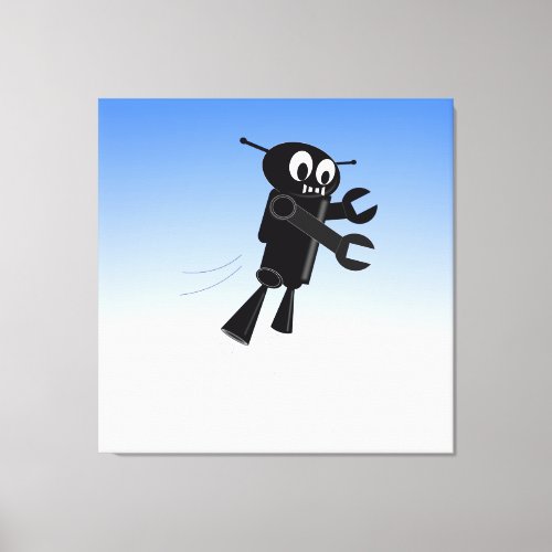 Black Flying Robot Canvas Print