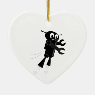 Black Flying Robot Ceramic Ornament
