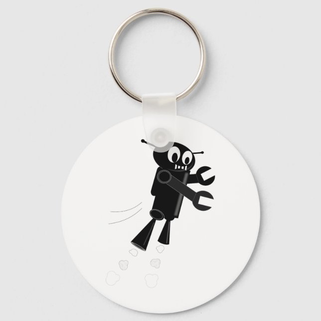 Black Flying Robot Keychain (Front)