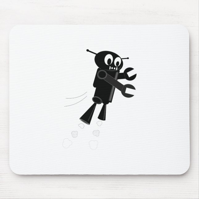 Black Flying Robot Mouse Pad (Front)