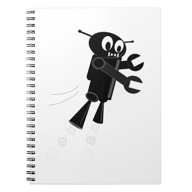 Black Flying Robot Notebook (Front)