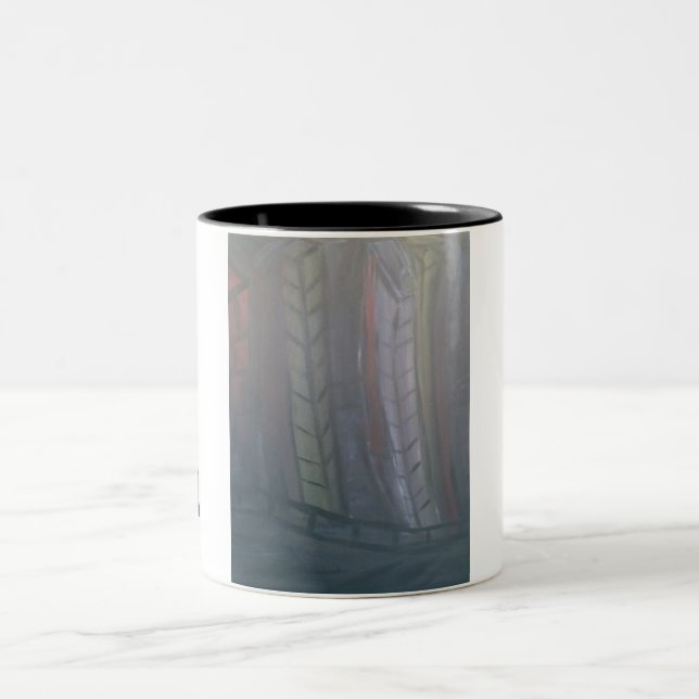 Black Fog, Black Fog, Black Fog Two-Tone Coffee Mug (Center)