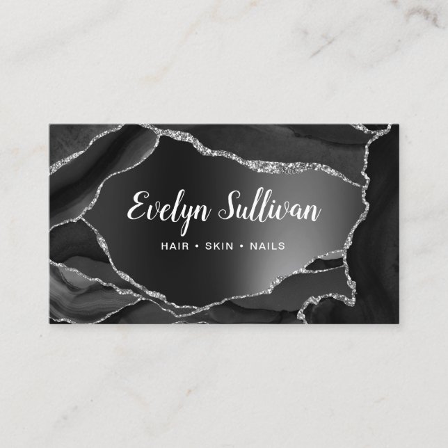 black foil agate business card (Front)
