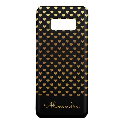 Black Foil Hearts Pattern &amp; Custom Name Monogram Case-Mate Samsung Galaxy S8 Case