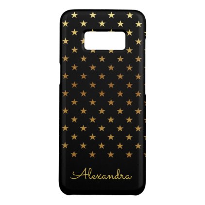 Black Foil Stars Pattern &amp; Custom Name Monogram Case-Mate Samsung Galaxy S8 Case