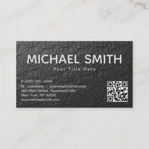 Black Foil Texture Qr Code Business Card