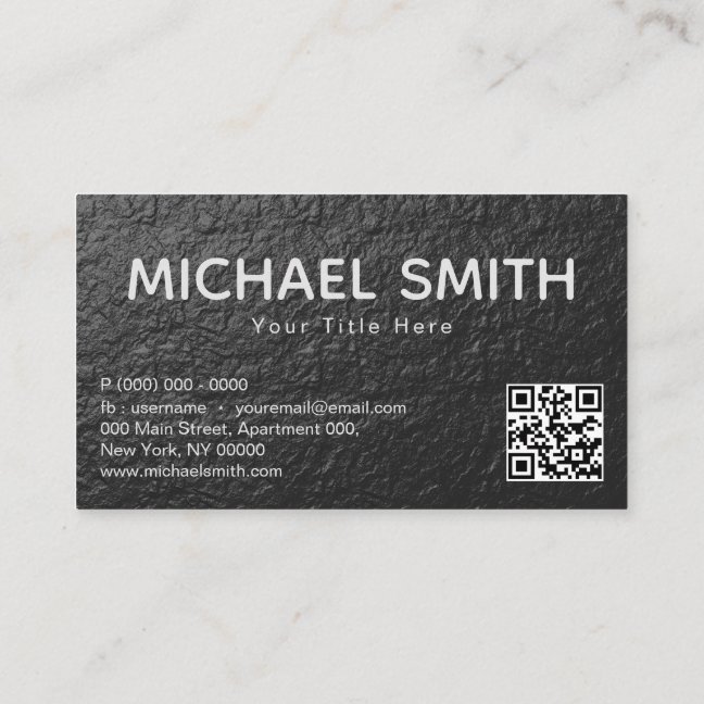 Black Foil Texture Qr Code Business Card