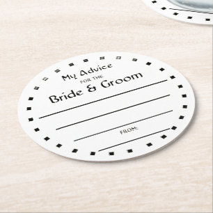 Black Foil Wedding Two Cents For Bride & Groom Round Paper Coaster