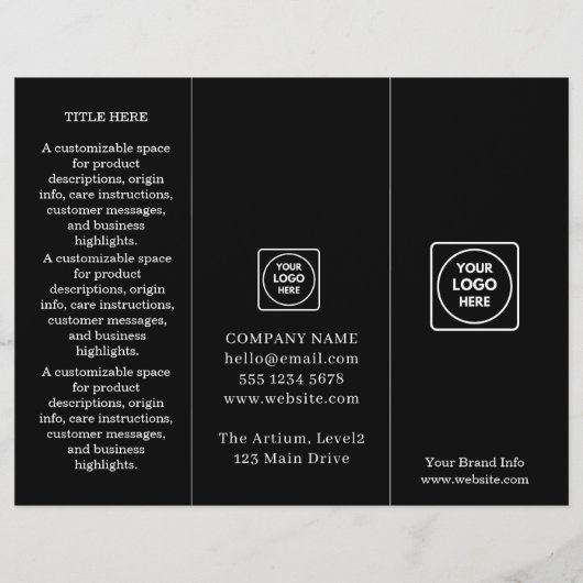 Black Folded Brochure | Custom Modern Business  (Front)