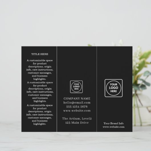 Black Folded Brochure | Custom Modern Business (Standing Front)