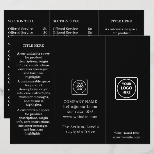 Black Folded Brochure | Custom Modern Business (Front/Back)