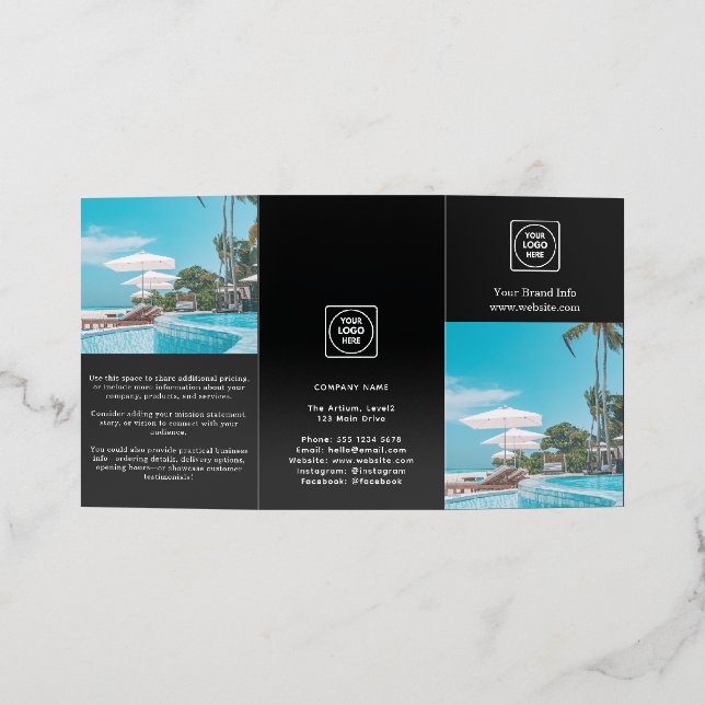 Black Folded Brochure | Custom Modern Business  (Outside)