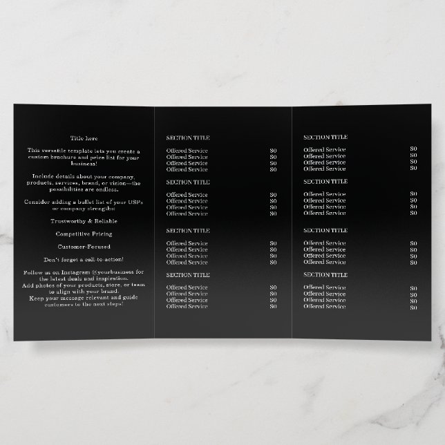 Black Folded Brochures | Custom Modern Business  (Inside)