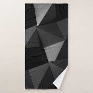 Black folded textured paper abstract shiny origami bath towel