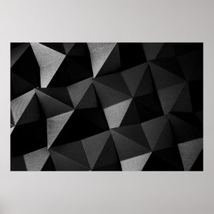 Black folded textured paper abstract shiny origami poster