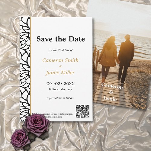  Black Foliage Outline Aztec Gold Accents Save The Date