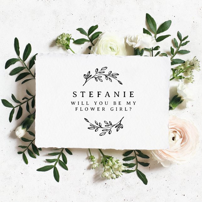 Black Foliage Wreath Will You Be My Flower Girl Invitation (Creator Uploaded)