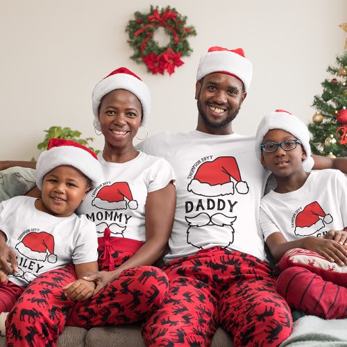 Black Font Santa Hat Beard Daddy Family Christmas T_Shirt