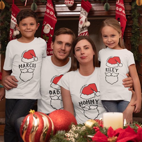 Black Font Santa Hat Beard Mommy Family Christmas T_Shirt