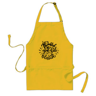 Black Font Thankful Grateful Blessed Adult Apron