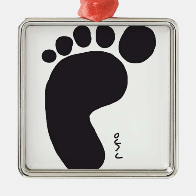 Black Foot Print Metal Ornament (Front)